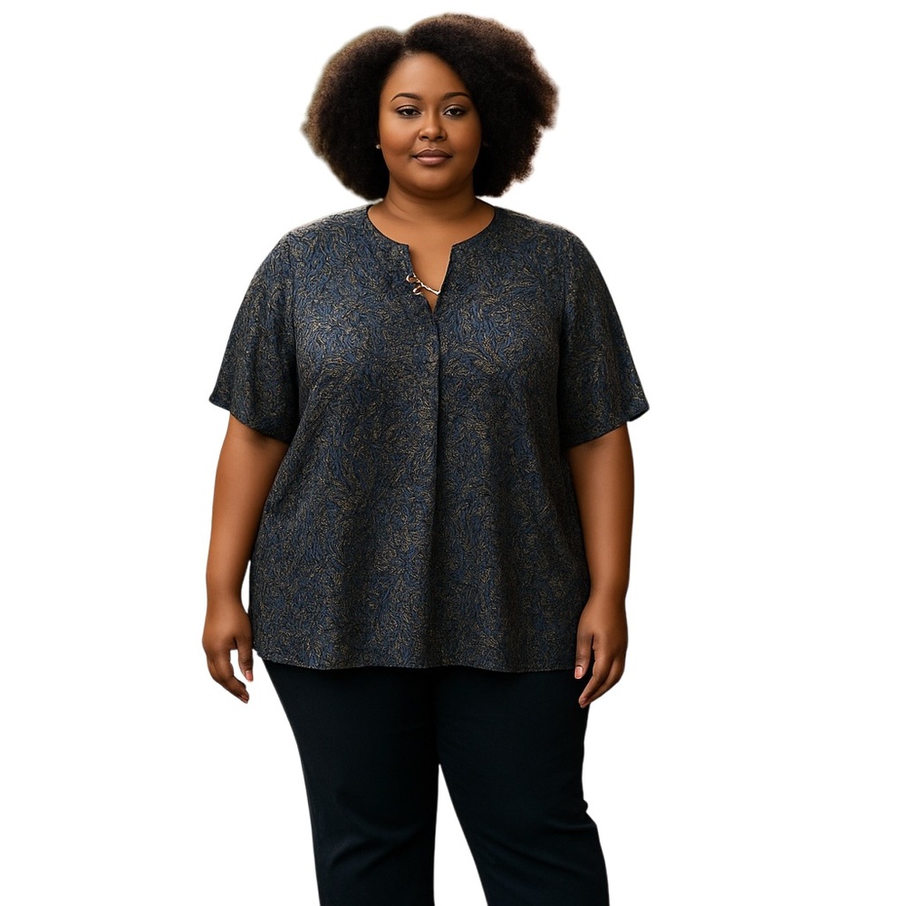 Joie Multi-Colored Graphic Relaxed Blouse with Short Sleeves